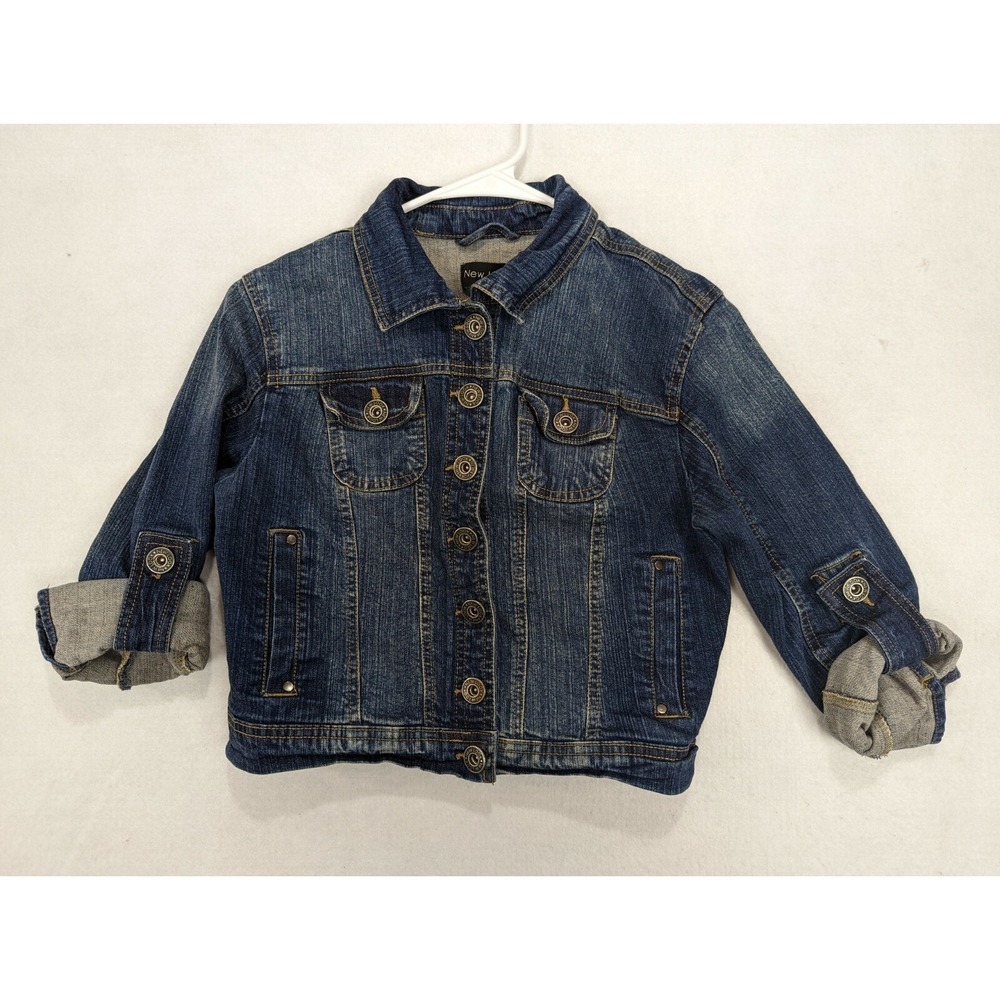 New Look Girls Denim Jacket Size M Cotton Blend Blue